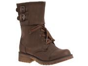 Styluxe Womens Login Combat style Fashion Boots Brown Size 7