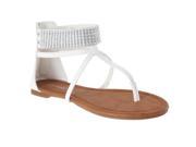Bamboo Womens Promise Bead detail Strappy Sandals White Size 6.5