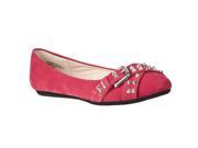 Bamboo Womens Jayden Studded detail Microsuede Flats Red Size 6