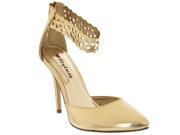 Styluxe Womens Elam Ankle Strap Pointed Toe Stilettos Black Gold Size 7.5
