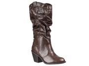 Bamboo Womens Latisha Western style Boots Brown Size 7