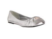 Lasonia Womens M1201 Knot detail Round toe Ballet Flats Silver Metallic Size 5.5