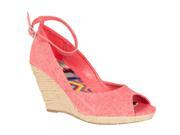 Bamboo Womens Astrid Ankle Strap Peep Toe Wedges Melon Size 6