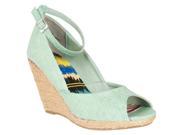 Bamboo Womens Astrid Ankle Strap Peep Toe Wedges Mint Size 5.5