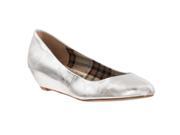 Styluxe Womens Victoria Wedge Heel Metallic Slip on Shoes Silver Size 6