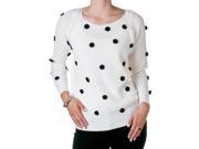 POL Clothing by Riverberry Juniors Dotted Sweater White Size Large
