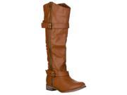 Breckelle s Women s Rider 22 Faux Leather Knee High Boots Tan Size 6.5