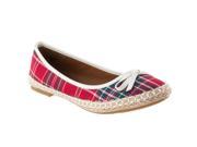 Pinky Womens Flora Bow detail Plaid Flat Red Size 5.5