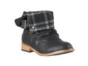 Bamboo Womens Parksville Cuffed Ankle Boot Black Burnished Size 5.5