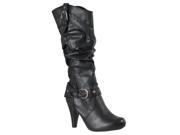 Bamboo Womens Valencia Knee high High heel Slouchy Boots Black Size 5.5