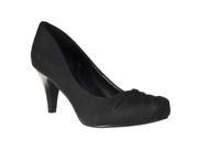 Styluxe Womens Array Shirred Toe Microsuede Pumps Black Size 7