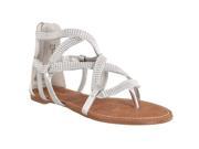 Bamboo Womens Promise Beaded detail Gladiator Sandals Silver Metallic Size 6
