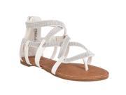 Bamboo Womens Promise Beaded detail Gladiator Sandals White Size 6.5