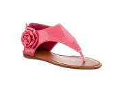 Glamorous Womens Glam 2 Patent Flower Detailed Sandals Fuchsia Size 7.5