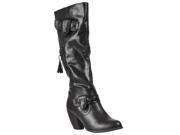 Bamboo Womens Bongo Rugged Detail Fashion Boots Black Size 5.5