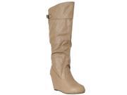 Riverberry Womens Carmela Hidden Wedge Knee high Boots Taupe Size 8.5