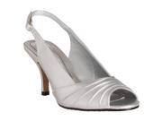 Lasonia Womens Swirl detail Peep Toe Slingback Heels Silver Size 6