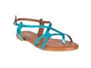 Bamboo Womens Morris Openwork Patent Sandals Turquoise Size 6