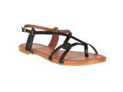 Bamboo Womens Morris Openwork Patent Sandals Black Size 5.5