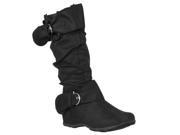 Bamboo Womens Jester Microsuede Slouchy Fashion Boots Black Faux Suede Size 5.5