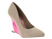 Styluxe Womens Vocal Pointed Toe Microsuede Wedges Taupe Size 7.5