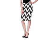 MOA Collection by Riverberry Chevron Stretch Knit Pencil Skirt White Black Size Large