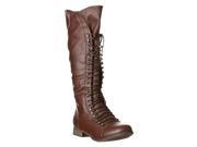 Riverberry Women s Georgia 35 Lace Up Military Knee High Boots Light Brown Size 5.5