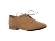 Breckelle s Women s Sandy 31 Microsuede Classic Lace Up Oxford Flats Taupe Size 6
