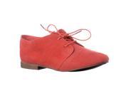 Breckelle s Women s Sandy 31 Microsuede Classic Lace Up Oxford Flats Rose Red Size 6
