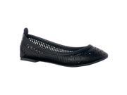 Breckelle s Women s Clare 06 Perforated Round Toe Ballet Flats Black Size 6.5