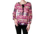 R. Rouge by Riverberry Women s Loose Fit Printed Top Fuchsia Size Small