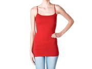 Plain Long Spaghetti Strap Tank Top Camis Basic Camisole Cotton Red Size Small