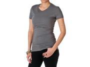 Womens NLA 100 Percent Cotton Fitted Crew Neck Perfect Tee 3300L Dark Gray Size Large