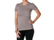 Womens NLA 100 Percent Cotton Fitted Crew Neck Perfect Tee 3300L Warm Grey Size Medium
