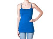 Plain Long Spaghetti Strap Tank Top Camis Basic Camisole Cotton Imperial Blue Size Small