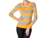 Active Basic Juniors Striped V Neck Sweater Yellow Size Large