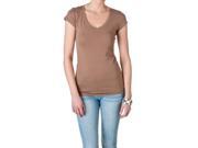 Active Basic Women s Short Sleeve V Neck Tee Choco Brownie Size Small