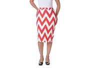 MOA Collection by Riverberry Chevron Stretch Knit Pencil Skirt Coral White Size X Large
