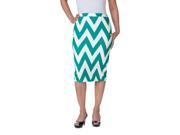 MOA Collection by Riverberry Chevron Stretch Knit Pencil Skirt Mint White Size Medium