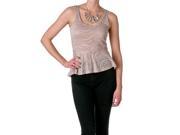 DNA Couture Women s Zebra Peplum Tank Taupe Size Large