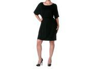 Azules Women s Solid Rayon Mini Elastic Waist Dress Black Size Medium
