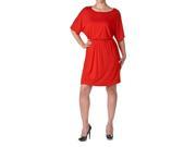 Azules Women s Solid Rayon Mini Elastic Waist Dress Red Size Small