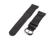 Republic Mens Genuine Leather and Nylon Watch Strap Black Size 18 MM Long