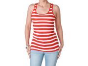 Active Basic Women s Striped Racerback Tank Top Fiery Red Size Small