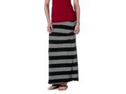 Ambiance Apparel Womens Nautical Striped Maxi Skirt Black Grey Size Medium