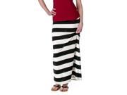Ambiance Apparel Womens Nautical Striped Maxi Skirt Off White Black Size Large