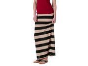 Ambiance Apparel Womens Nautical Striped Maxi Skirt Taupe Black Size Medium
