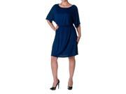 Azules Women s Solid Rayon Mini Elastic Waist Dress Navy Size Small