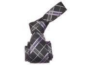 Republic Mens Plaid Woven Microfiber Neck Tie Charcoal Purple Plaid Size One Size