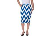 MOA Collection by Riverberry Chevron Stretch Knit Pencil Skirt Royal White Size Medium
